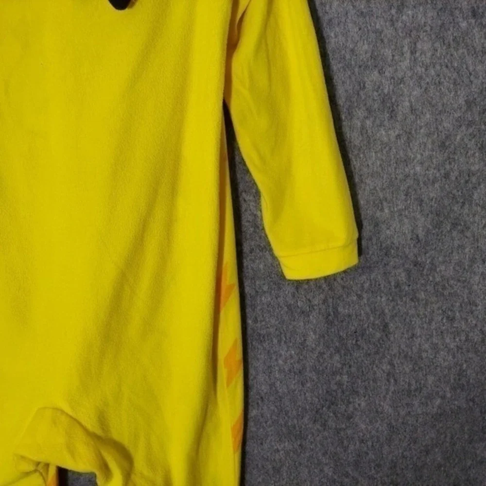 Pokemon Pajama Costume Kid L Pikachu Yellow Hooded Fleece One Piece Cosplay Suit